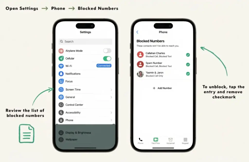 Blocked Numbers on iPhone