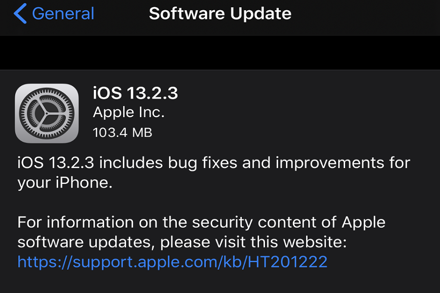 Apple iOS 13.2.3