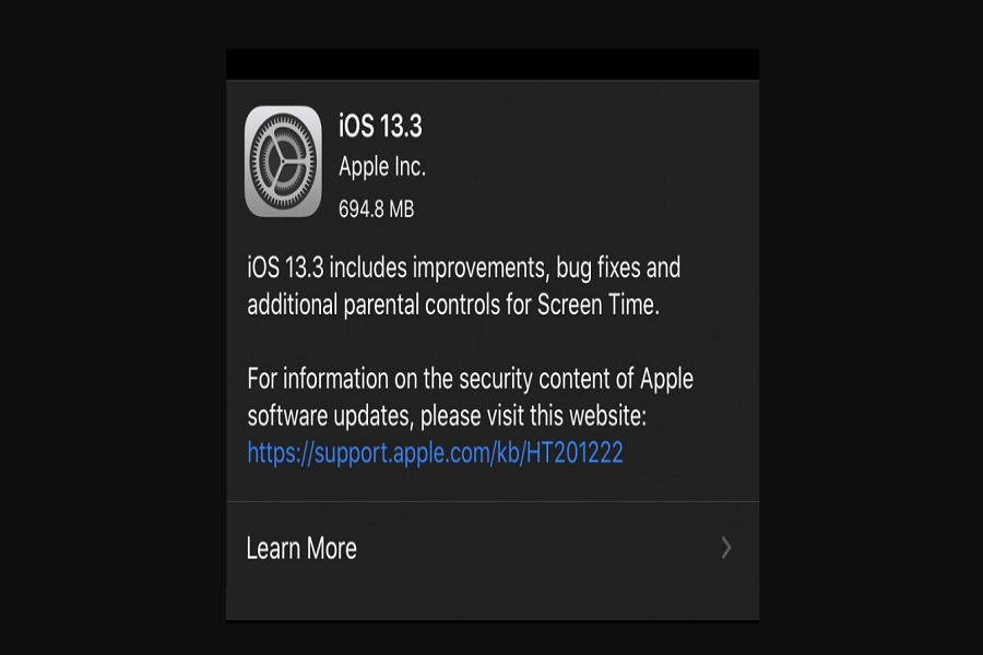 Apple iOS 13.3 update