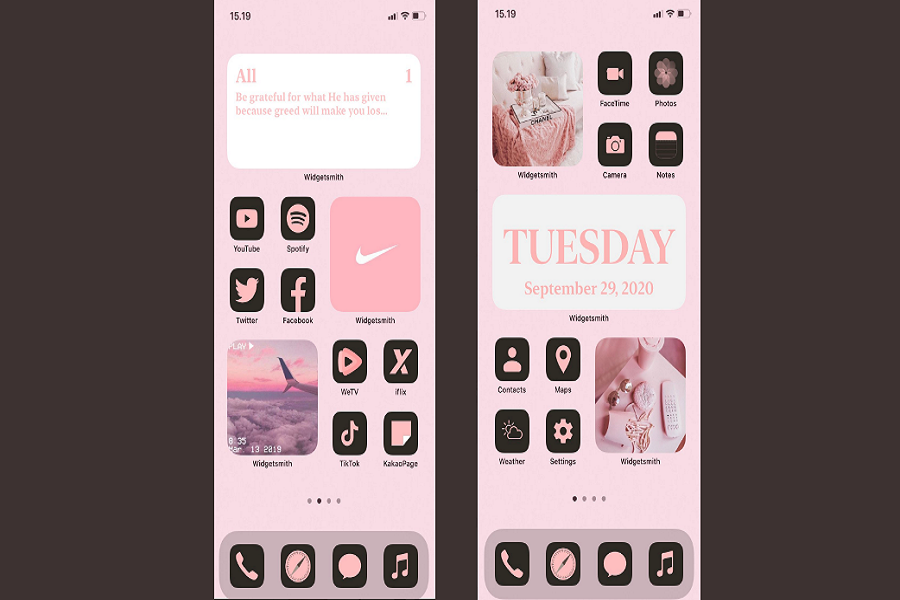 Aesthetic Pink iOS 14 Home Screen Ideas
