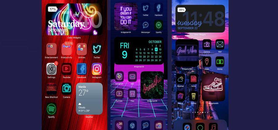 Make Neon Style iOS 14 Home Screen