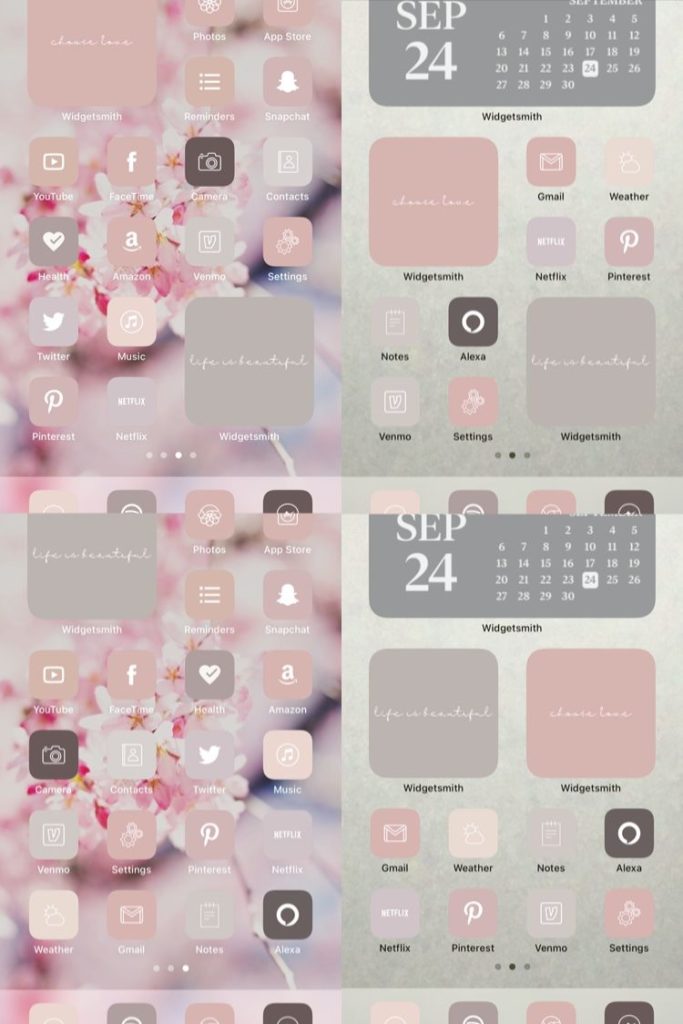 aesthetic screen ios pink iphone homescreen app icons inspo mauve marble