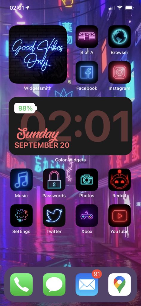 ios screen neon aesthetic layouts 2021 nostalgia lover devices
