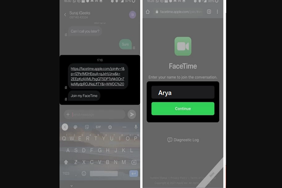 Join FaceTime Call From Android