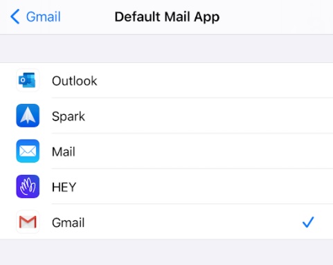 iphone change default email app