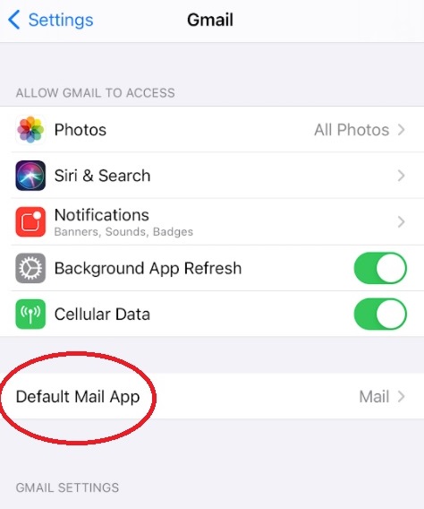 how to change email default on iphone photos