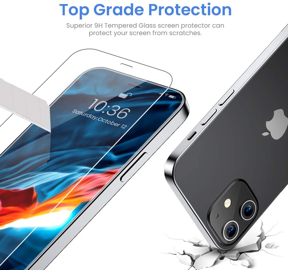 Comfortable Round Edge,Shatterproof 2 Pack AOKUMA Glass for iphone 12 mini/iphone 12 5.4 inch Tempered Glass Screen Protector, Case Friendly Premium Quality Guard Film Shockproof Scratchproof