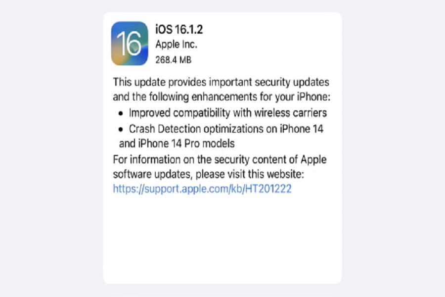 What is new in iOS 16.1.2