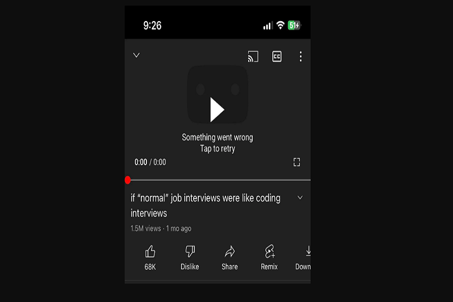 youtube something went wrong iphone