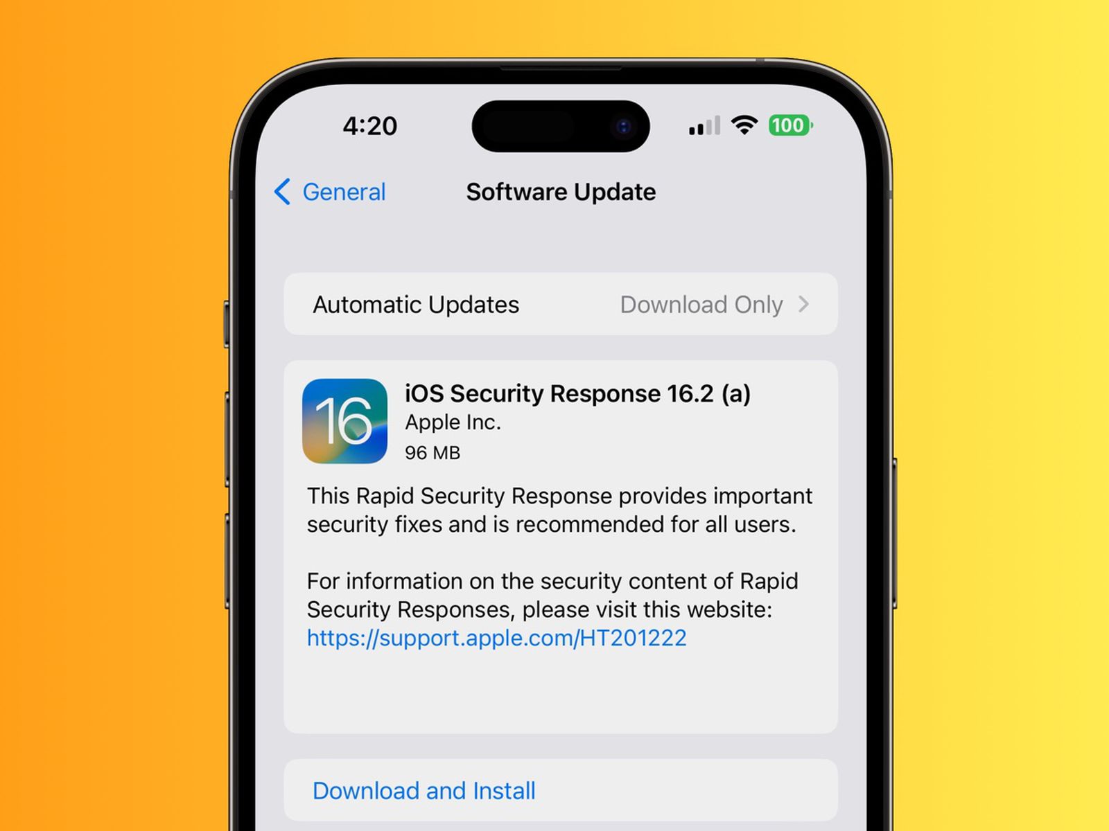 iOS security response 16.2 a