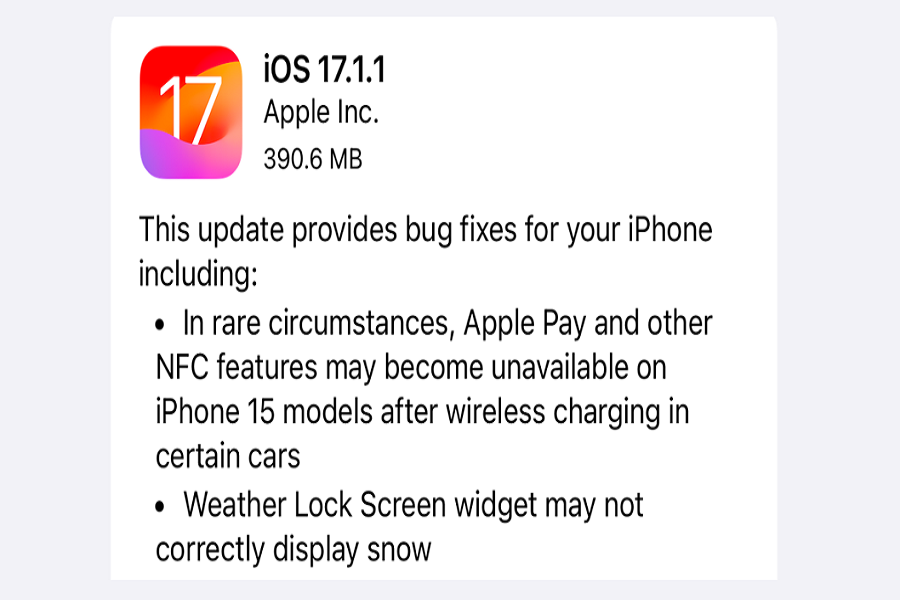 iOS 17.1.1 Features