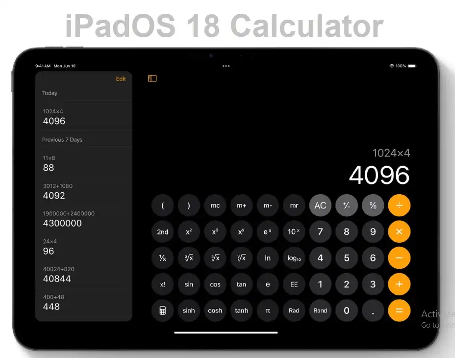 Калькулятор iPadOS 18