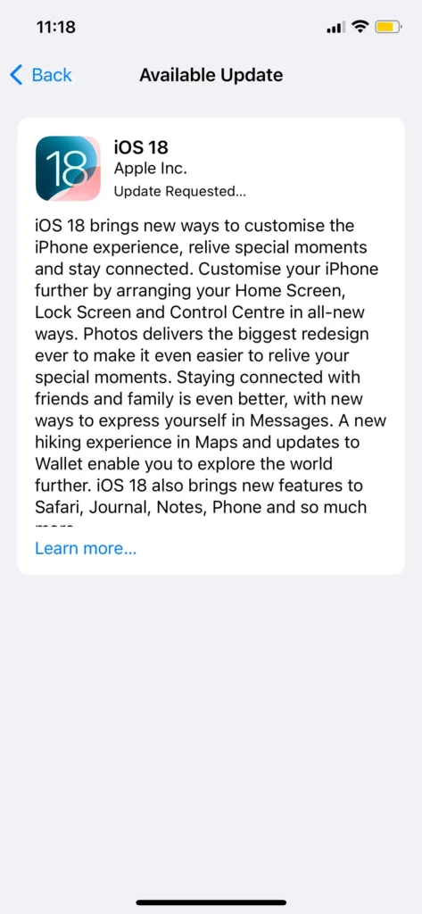 iOS 18 update