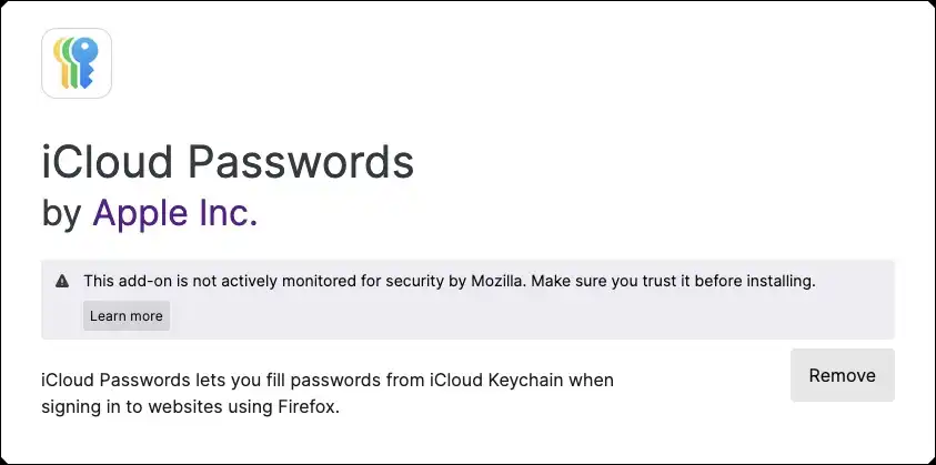 iCloud Passwords Add-On for Firefox