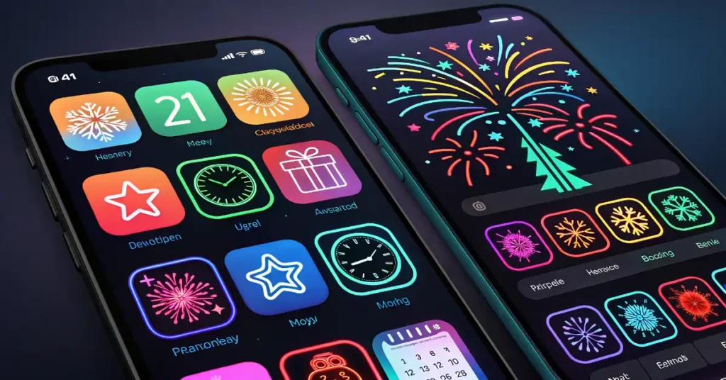 Best iOS 14 New Year Neon App Icons Free for iPhone