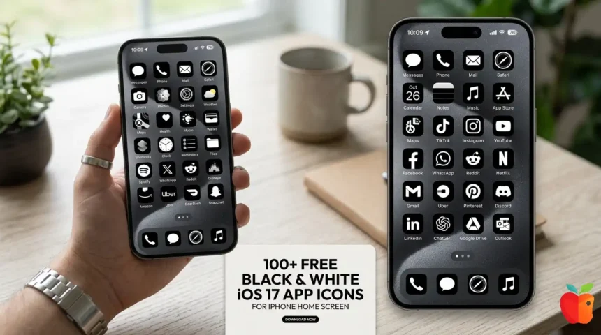 100+ Free Black & White iOS 17 App Icons For iPhone Home Screen