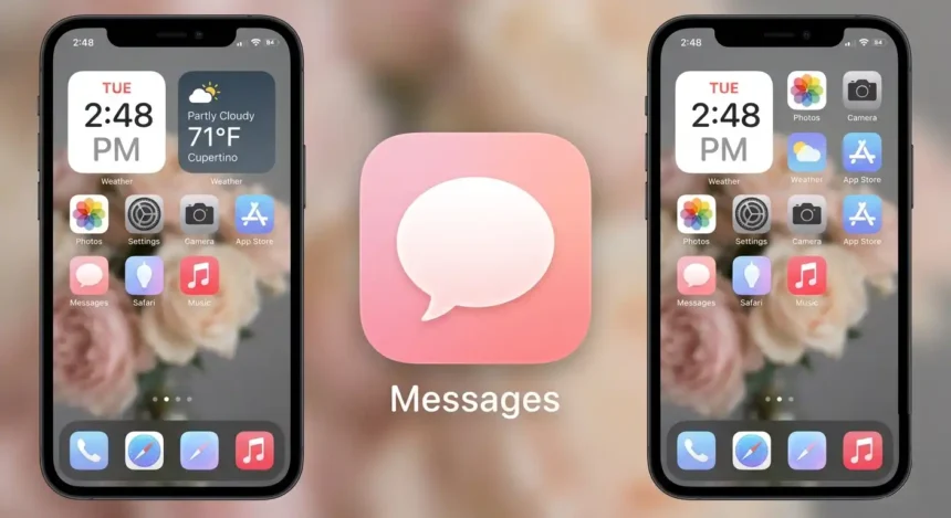 Aesthetic Pink Messages Icon For iPhone in iOS 14