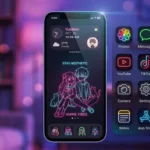 Neon Instagram Logo Aesthetic For iPhone on iOS 14
