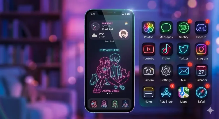 Neon Instagram Logo Aesthetic For iPhone on iOS 14