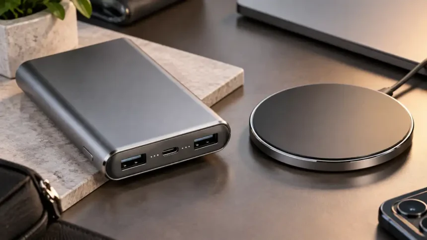 Power Bank & Wireless Anodized Aluminum Charger